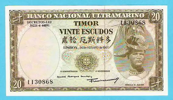 Timor 20 escudos 26 a (4) - Frente/Verso